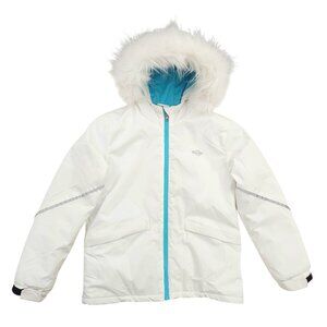 Wantdo Snow Jacket Kids Girls 10/12 White Blue Insulted Hooded Winter Outdoor